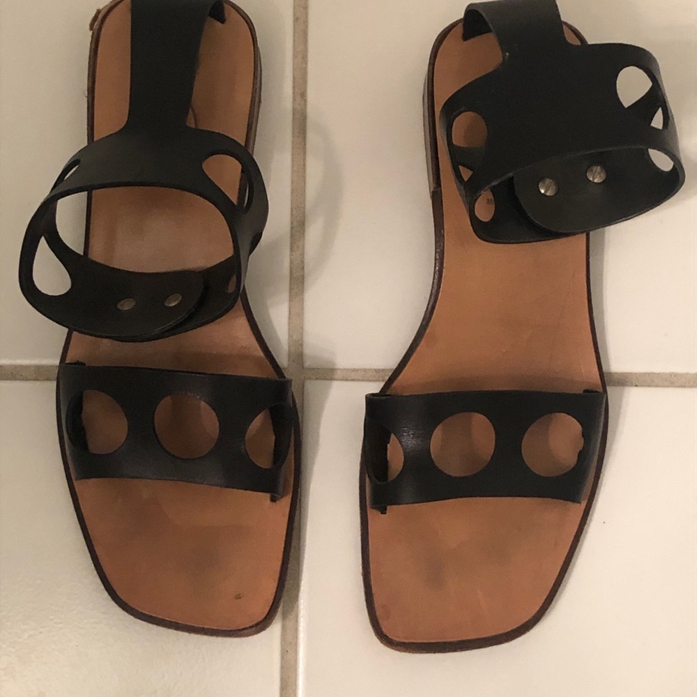 Free Lance Paris Black Leather Sandals 39